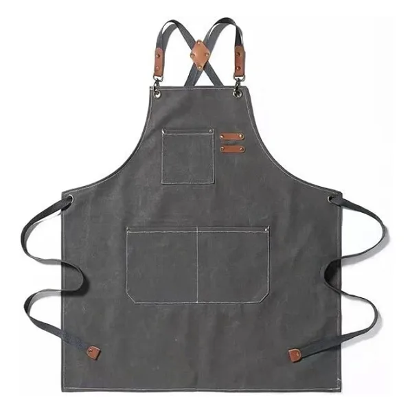 Valkyrie Unisex Kanvas Mutfak Önlüğü Ayarlanabilir Askılı Cepli Barista Garson Servis Önlüğü Gri