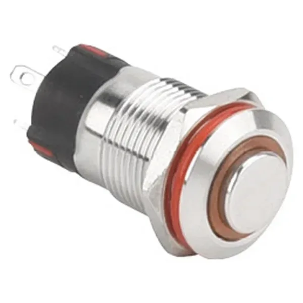 WD12A-G1-E 12mm Çıkık Yaylı Işıklı Metal Buton - Sarı