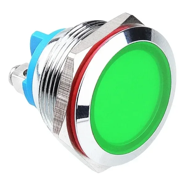 WD22L-P0 22mm 12-24V Metal Sinyal Lambası - Yeşil
