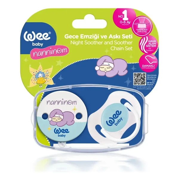 Wee Baby Nanninom Gece Emziği ve Emzik Askısı Seti