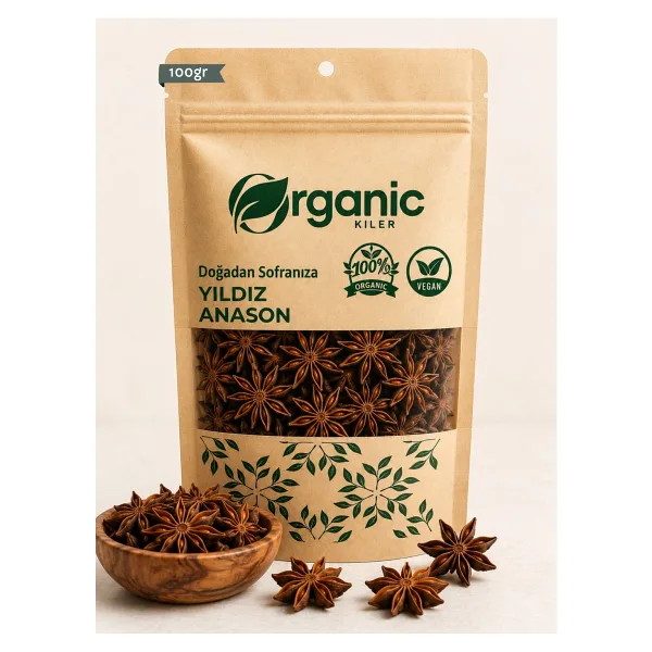 Yıldız Anason 100 gr Elenmiş ve Doğal Aromatik Baharat & Çay %100 Organik Yıldız Anason