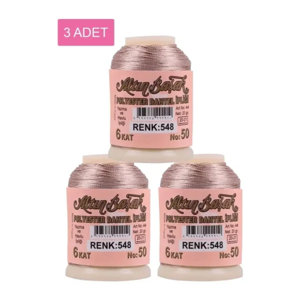 3 Adet Altınbaşak Oya ve Dantel İpi 20 gr - Royaleks - No: 548