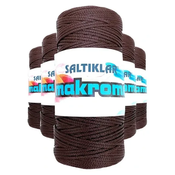 5 Adet Polyester Makrome İpi 2070 Kahve 100 gr
