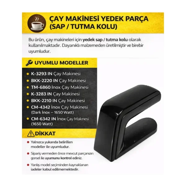 Arçelik Beko Grundig Çay Makinesi Demlik Sapı Kulp Sap Üst Parça 9197062623