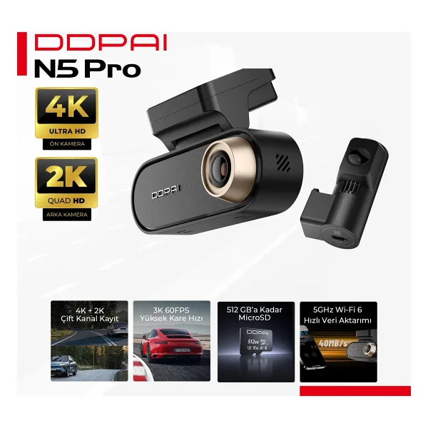 Ddpai N5 Pro Dual Ön ve Arka Araç Kamerası Seti