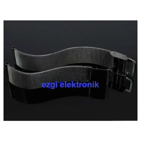 Ezgi Elektronik Siyah Çelik Ince Hasır 20Mm Kordon Metal Örgü Saat Kordonu Kayışı