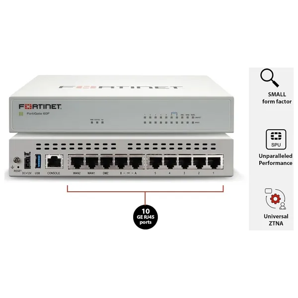 Fortinet FORTIGATE (FRW) 60F UTM FIREWALL-VPN-ANTIVIRUS 12 AY+F.LOGGER 5651 LOG+HOTSPOT