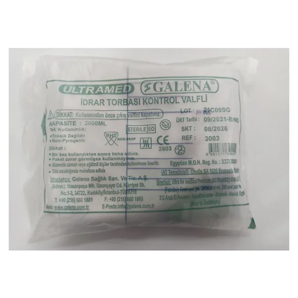 Galena Idrar Torbası Steril Kontrol Valfli Musluklu - 50 Adet - 1