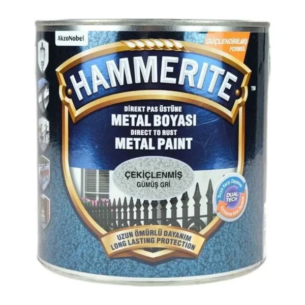 Hammerite Pas Üstü Metal Boyası Çekiçlenmiş Gri 2,5Lt