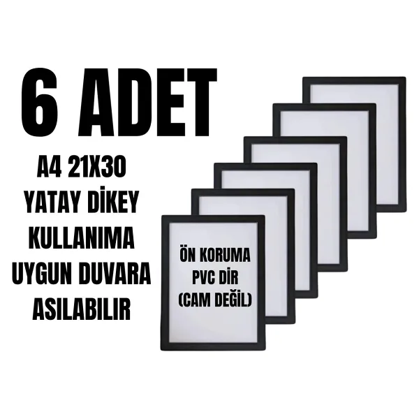 Hometaş Ev Ürünleri 6 ADET A4 21X30 FOTOĞRAF ÇERÇEVESİ DİPLOMA SERTİFİKA ÇERÇEVESİ