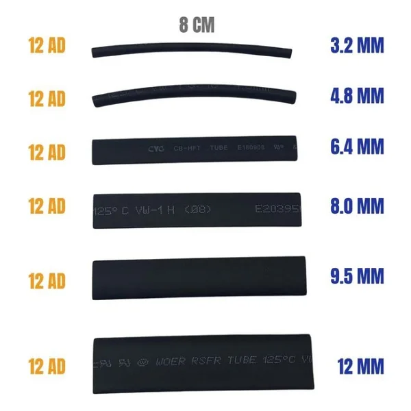 ISIYLA DARALAN MAKARON SETİ 8 CM (3.2-4.8-6.4-8.0-9.5-12.0 MM) 72 ADET