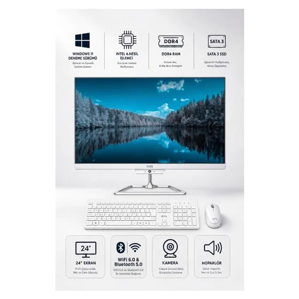 İzoly A623 I5-6400 8gb Ddr4 256GB SSD 24" All In One Bilgisayar - 256 GB
