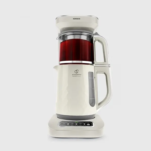 Karaca Çaysever Robotea Pro Quartz 4in1 2500 W Creamy Konuşan Cam Demlikli Çay Makinesi
