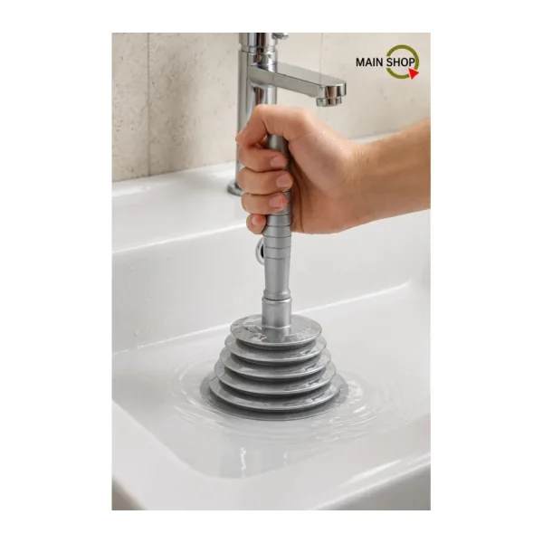 MAİN SHOP Küçük Körüklü Küvet ,Mutfak ve Banyo Vantuz Pompa Tıkanık Lavabo Açıcı Manuel El Vantuzu GRİ M-102