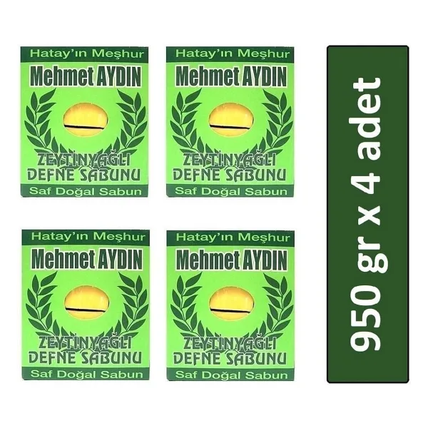 Mehmet Aydın Saf Doğal Zeytinyağlı Defne 950 gr 4 Adet Sabun