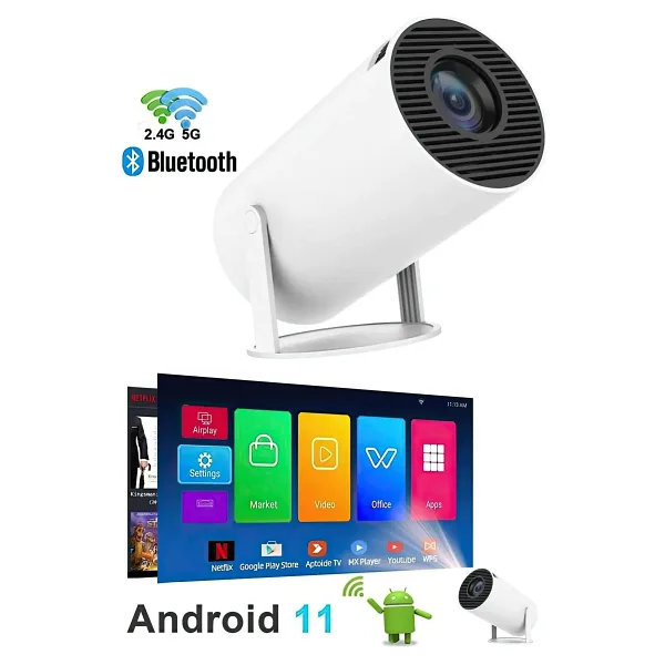 Mloong Taşınabilir Projektör 2560x1440P/Wifi/Bluetooth/Android 11
