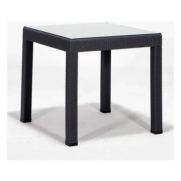 MOBETTO Rattan 80x80 Camlı Antrasit Masa - Bahçe&balkon&teras