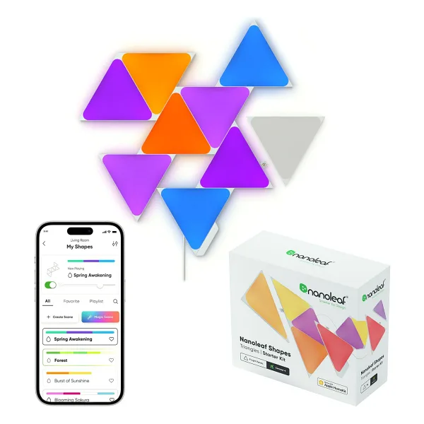 Nanoleaf Üçgen 9 Parça Akıllı Rgbw App Kontrollü Duvar Paneli - Beyaz