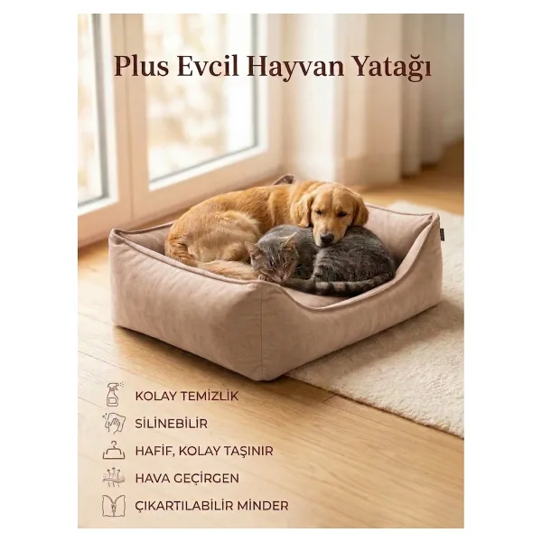 Patiderm Plus Silinebilir Kedi & Köpek Diş Tırnak Geçirmez Yatak - Bej