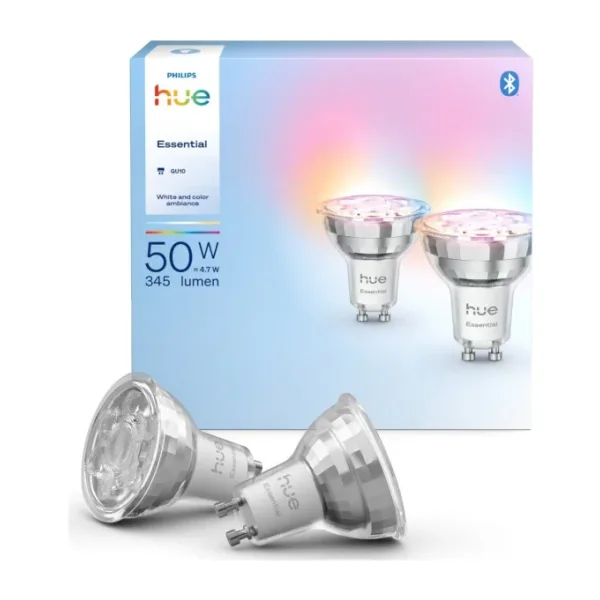 Philips Hue Essential 345 4.7 W-50 W GU10 2'li Spot Akıllı LED Ampul