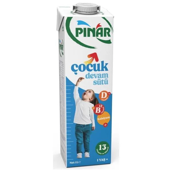 Pınar Çocuk Devam Sütü 1 L x 12 Adet Zengin Vitamin İçeriği ile Büyüme Destekleyici