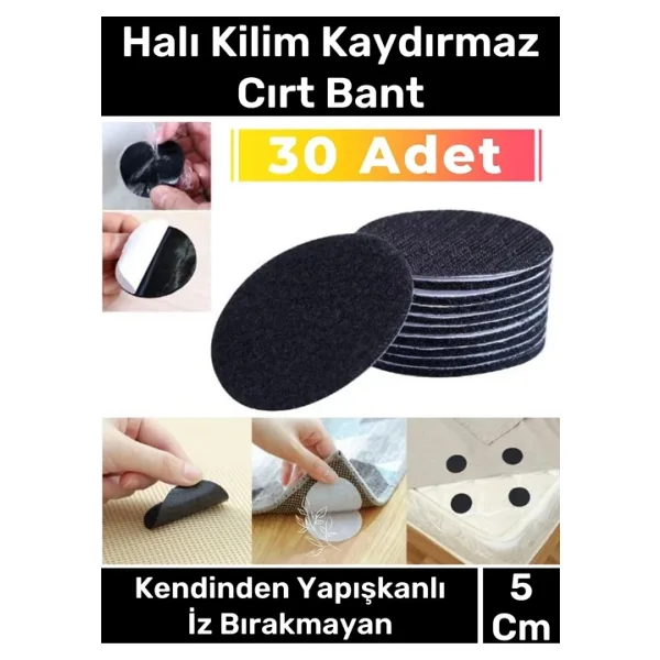 Premium Halı Kilim Sabitleyici Koltuk Kaydırmaz Kendinden Yapışkanlı Yıkanabilir 30 Adet Cırt Bant