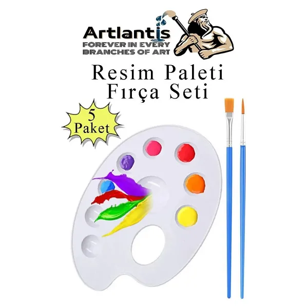 Resim Paleti Ve Resim Firca Seti 5 Paket Ressam Paleti Boyama Fircasi Akrilik Boya Guaj Boya Suluboya
