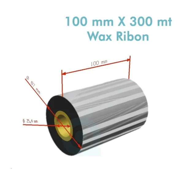 'Ribbon'' WX10FBK (Standart Wax) xx100mm x 300mxx 1 inç Outside (Koli 12)