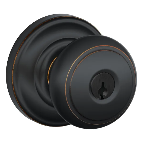 SCHLAGE F51A LAT 716 COL Enlem Kolu Collins Trim Anahtarlı Giriş Kilidi, Eskitilmiş Bronz