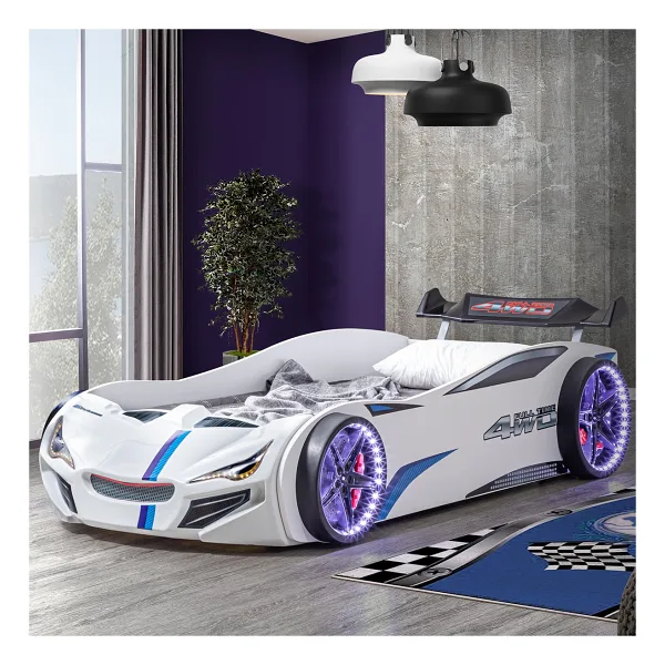 Setay Mobilya Merso Rüzgarlıklı Ledli Beyaz 90x190 cm Arabalı Yatak