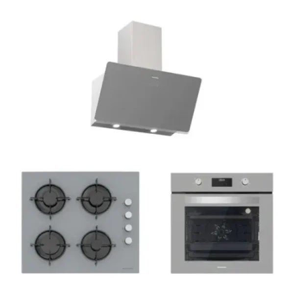Silverline Gri Cam Ankastre Set (3457 Soho 60+Cs5335s01+Bo6502s02)