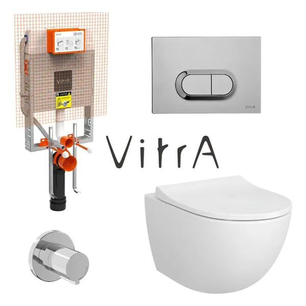 Vitra Sento Rim-Ex Asma Klozet Slim Kapak, Vitra Gömme Rezervuar Set 768-1851 - Beyaz