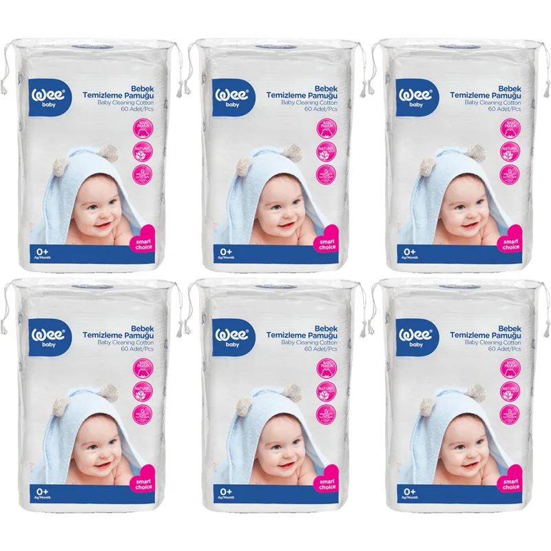 Wee Baby 60'lı 6 Adet Bebek Temizleme Pamuğu