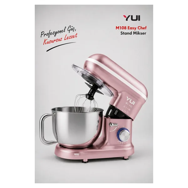 Yui M108 Easy Chef 1300 W 5 lt Pembe Stand Mikser