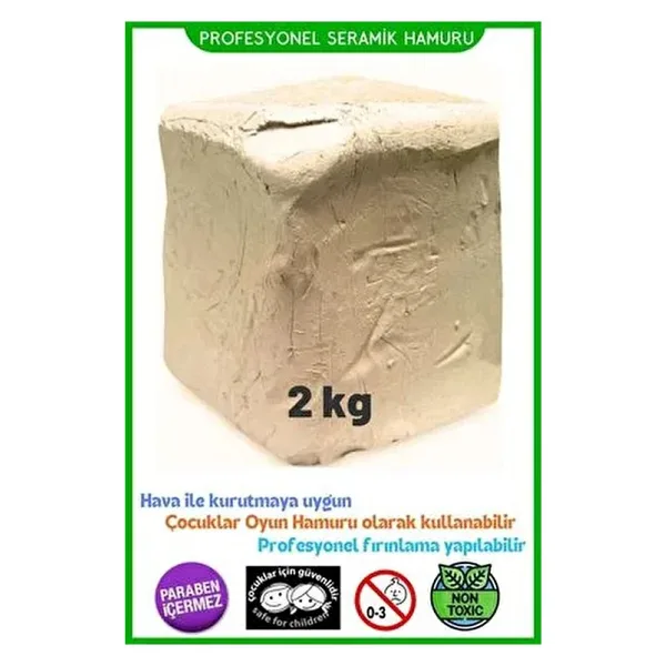 2 Kg Doğal Seramik Hamuru, Kil Çamuru, Beyaz Seramik Hamuru Oyun Hamuru Kil Çamuru 2 X 1000 Gr