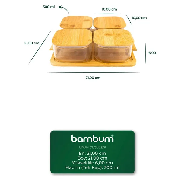 Bambum Penta 9 Parça Tepsili Kahvaltılık Seti