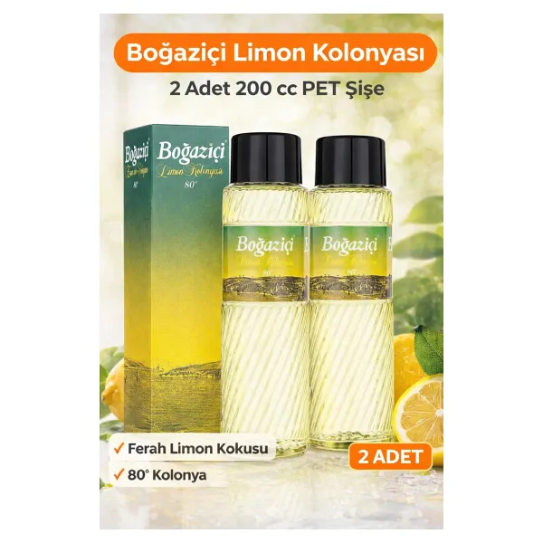 Boğaziçi Limon Kolonyası 200 Cc Pet Şişe 2 Adet 80° Ferahlatıcı Limon Kokulu Kolonya