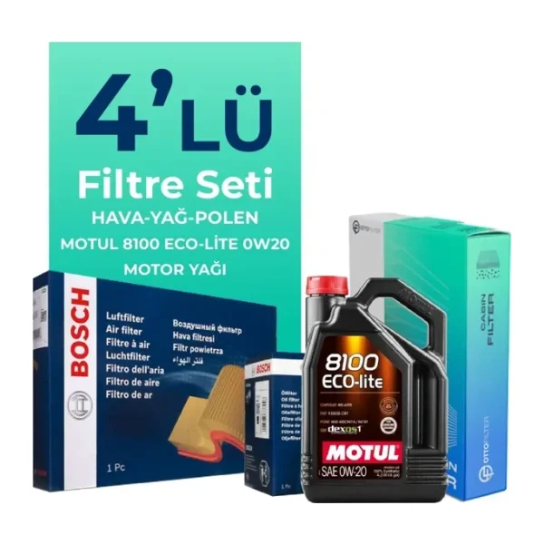 BOSCH HONDA Civic 1.6 Benzin FC5 Filtre Bakım Seti Motul Motor Yağlı (2016-2021) 4 Lü