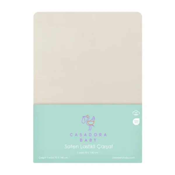 Casadora Baby %100 Pamuk Saten Çocuk Lastikli Çarşaf 100 x 200 cm Bej