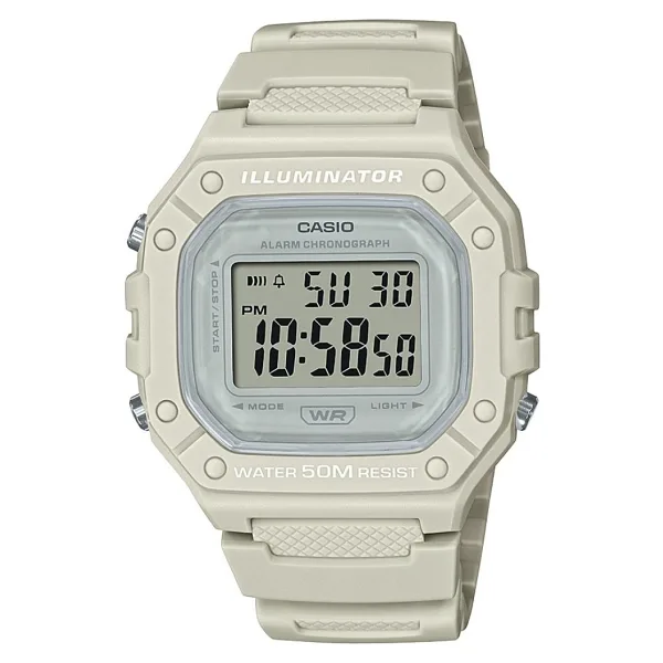 Casio Standart W-218HC-8AVDF Silikon Kordon Krem Erkek Kol Saati