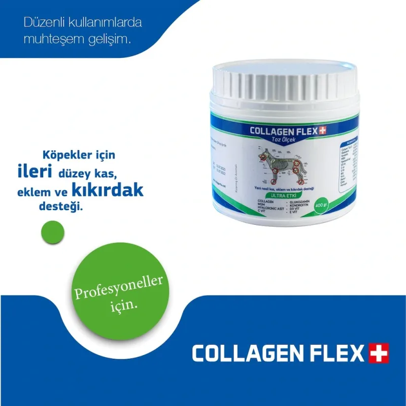 Collagenflex Collagen Flex 400 gr Toz Köpek Vitamini ; Kas , Eklem Ve Kıkırdak Gıda Takviyesi