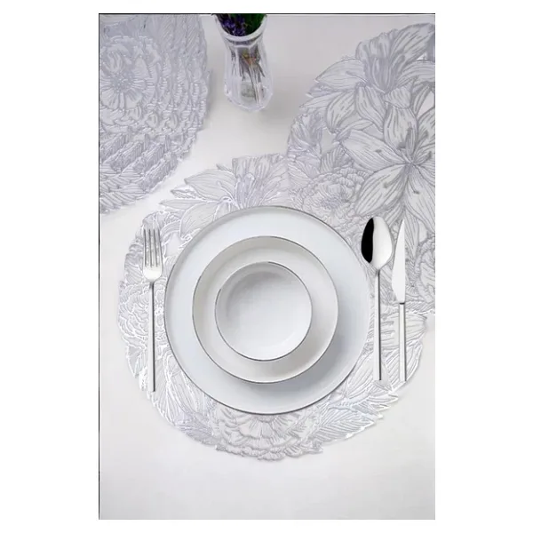 Digithome Acar 6'lı Amerikan Servisi Supla Yuvarlak Gümüş 38 Cm - ACR-283 C320.033