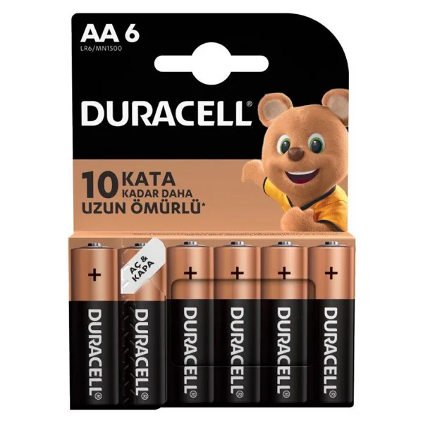 Duracell LR6/MN1500 6'lı Alkalin AA Kalem Pil