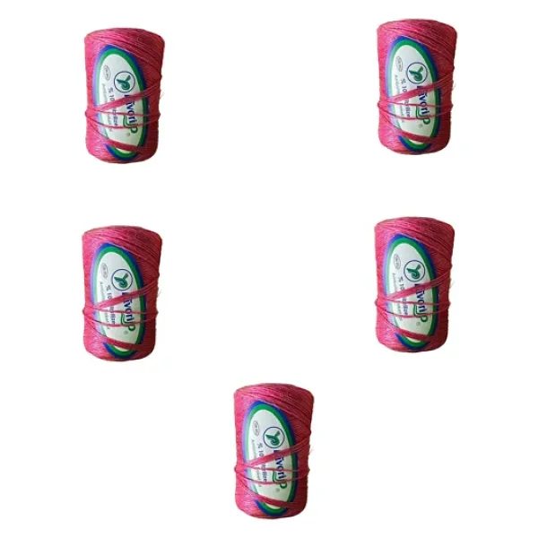 Favori İp 5000 Denye -0.8 Mm- Ambalaj ve Paket İpi Naylon Burgulu Örgü Çamaşır İpi - Pembe - 5 Adet