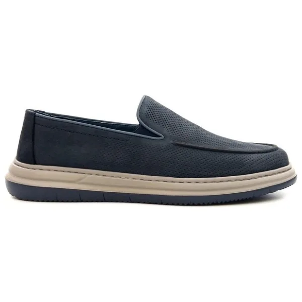 Greyder 64696 Erkek Deri Baskılı Lastikli Comfort Casual Ayakkabı - Lacivert - 43
