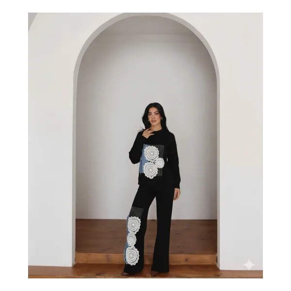 Günlük Moda Kadın Tesettür Triko Tunik ve Bol Paça Pantolon Alt Üst Takım
