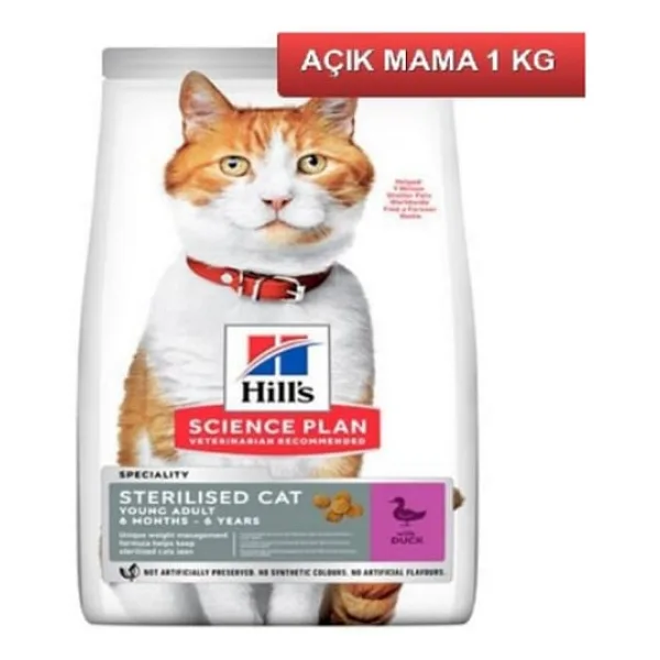Hill's Sterilised Ördek Etli 1 Kg Yetişkin Kedi Maması - Açık Paket