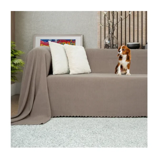 Latuda Concept Kaymaz Koltuk Örtüsü Çift Taraflı Mikrofiber Şönil 175x300 cm Kapuçino - Kedi Köpek ve Çocuk Dostu - 175 x 300 cm