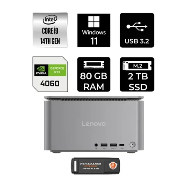 Lenovo Thinkcentre Neo İ9 14900 80Gb 2Tb Ssd Rtx4060/8Gb W11P Mini Masaüstü Bilgisayar