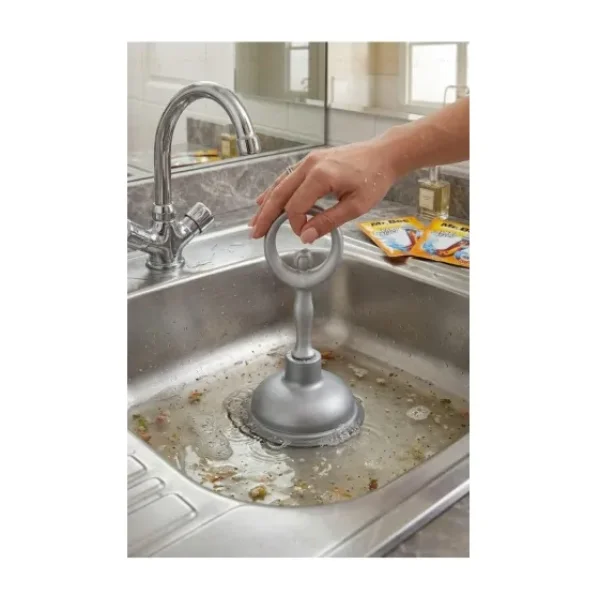 MAİN SHOP 1 Adet Çok Amaçlı Mutfak Banyo Balerin Saplı Vantuz Pompa Tıkanık Lavabo Açıcı Manuel El Vantuzu Gri Renk M-126